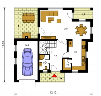 Mirror image | Floor plan of ground floor - PREMIUM 221